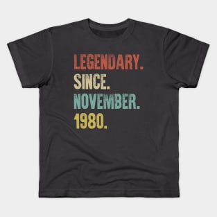 Retro Vintage 40th Birthday Legendary Since November 1980 Kids T-Shirt